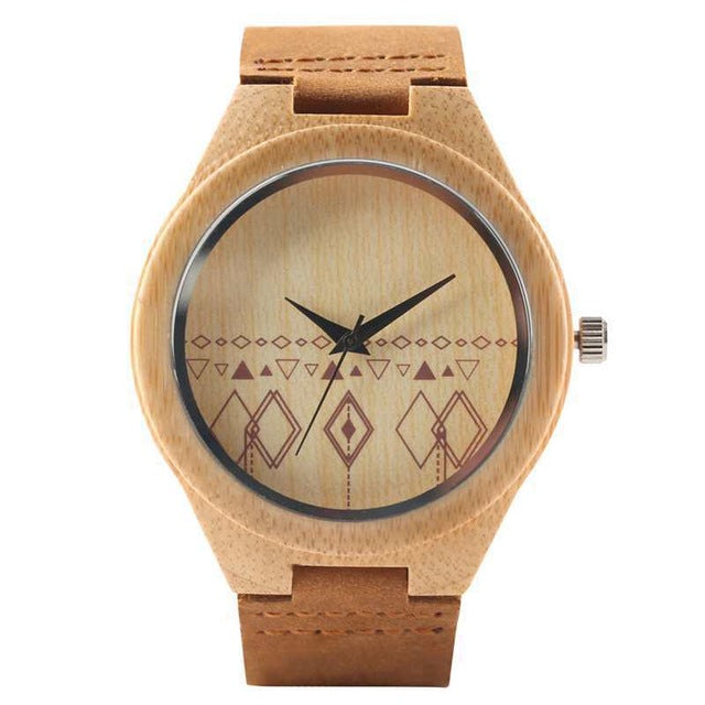 2019 Top Gift Black/Coffee/Green Dial Natural Bamboo Wood Watch Men Women Genuine Leather Wooden Clock Male hour Reloj de madera