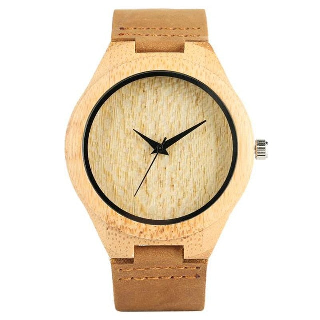 2019 Top Gift Black/Coffee/Green Dial Natural Bamboo Wood Watch Men Women Genuine Leather Wooden Clock Male hour Reloj de madera