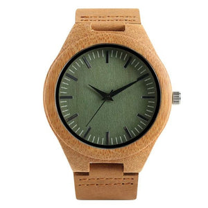 2019 Top Gift Black/Coffee/Green Dial Natural Bamboo Wood Watch Men Women Genuine Leather Wooden Clock Male hour Reloj de madera