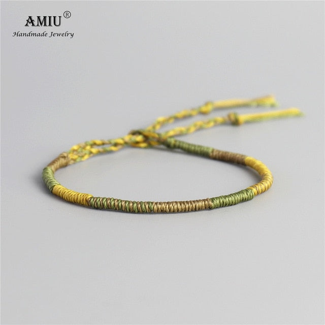 AMIU Handmade Waterproof Woven Wax Thread Wrap Bracelet Simple Rope Knot Bracelet Friendship Bracelet for Men and Women