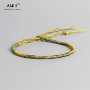 AMIU Handmade Waterproof Woven Wax Thread Wrap Bracelet Simple Rope Knot Bracelet Friendship Bracelet for Men and Women